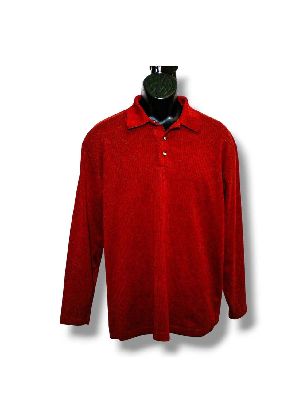 Claiborne Polo Shirt Men's S Red Ribbed Knit Cotton Blend